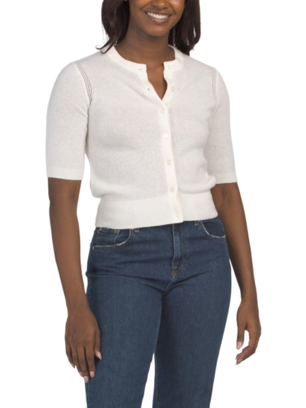 WHITE + WARREN Cashmere Short Sleeve Cardigan